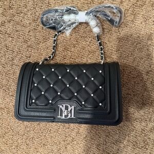 Black Badgley Mischka Pearl Crossbody Bag